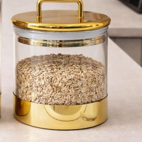 Luxury transparent   Gold Acrylic Storage Jars Set 500ml 600ml 900ml Coffee Tea Sugar Canisters Airtight Kitchen Storage