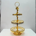 Luxury 3 Tier Floral Cake Stand – Metal Glass Cake Display