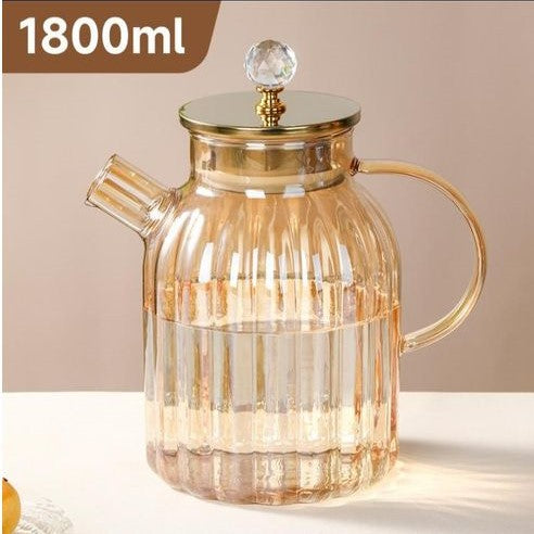 Luxury Amber Glass Tea Set – Tea Pot & Glass Cups Set (7 Counts)