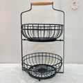 Luxury Two Tier Fruit Basket – Black Metal Design 1 Piece