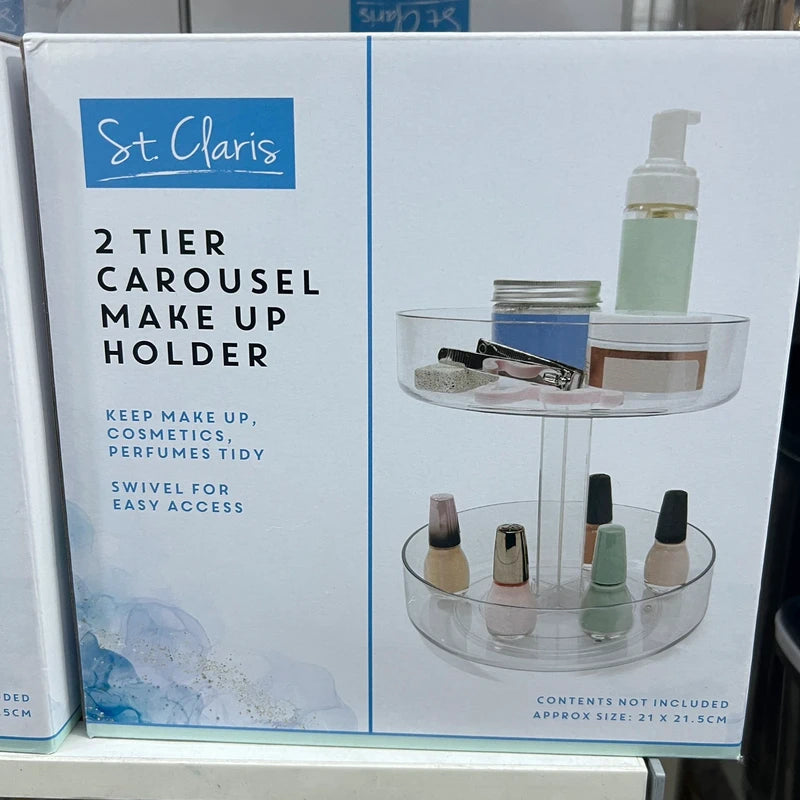 Luxury 2 Tier Makeup Holder – Elegant Plastic Organizer for Cosmetics
