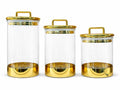 Luxury transparent   Gold Acrylic Storage Jars Set 500ml 600ml 900ml Coffee Tea Sugar Canisters Airtight Kitchen Storage