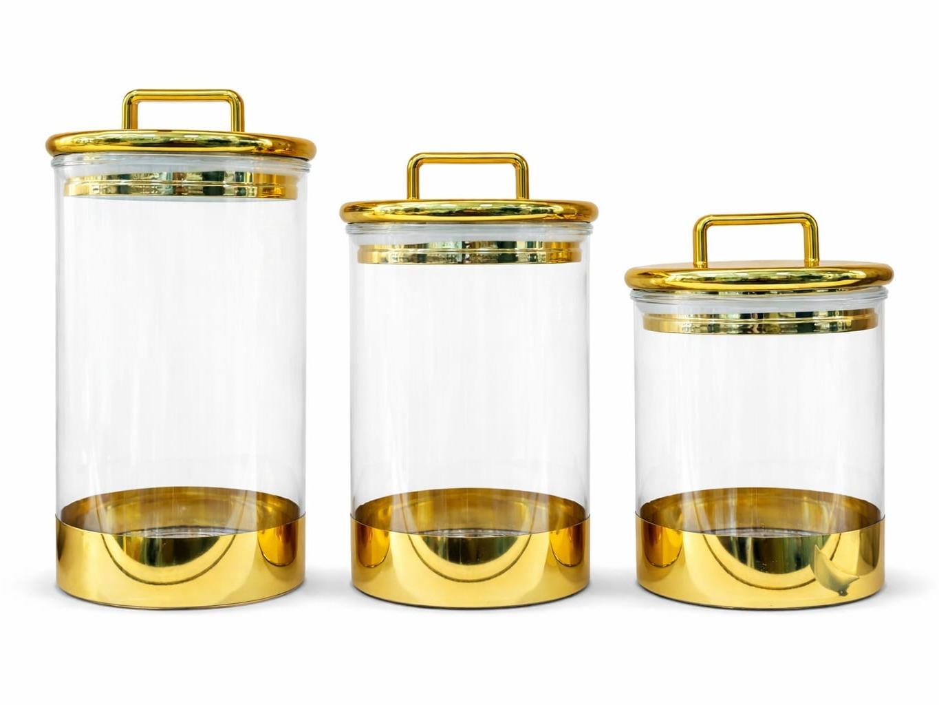 Luxury transparent   Gold Acrylic Storage Jars Set 500ml 600ml 900ml Coffee Tea Sugar Canisters Airtight Kitchen Storage