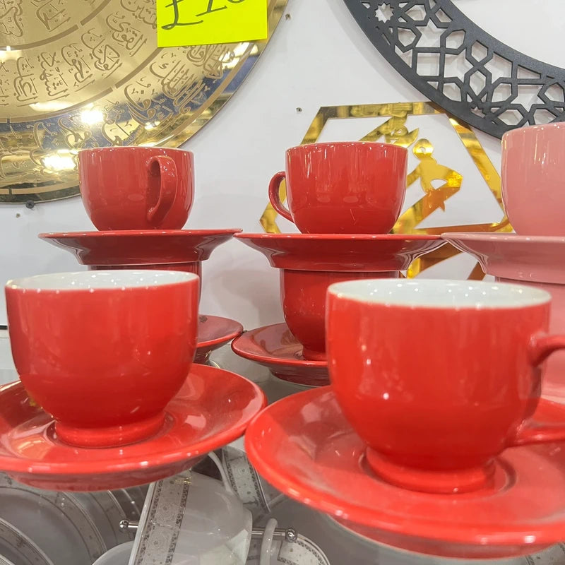 Luxury Coffee Tea Cups Set – 6 Cups with Saucers for Elegant Serving