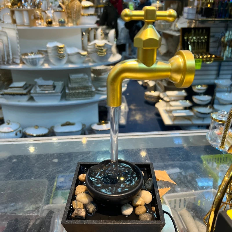 Luxury Gold Water Fountain Tap – Elegant Plug-in Decorative 1 Piece