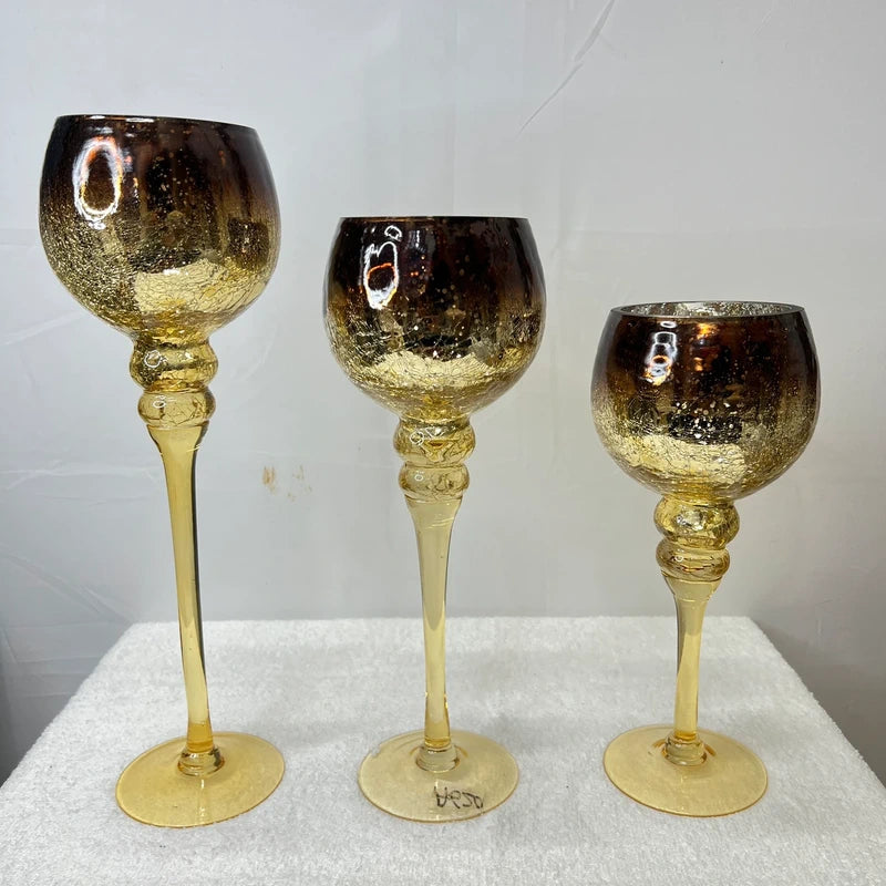 Luxury Glass Candle Holder Set of 3 – Elegant Decorative Candle Holders for Home Décor
