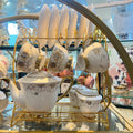 Luxury Floral Tea Cup Set with Stand – 6 Cups & Teapot