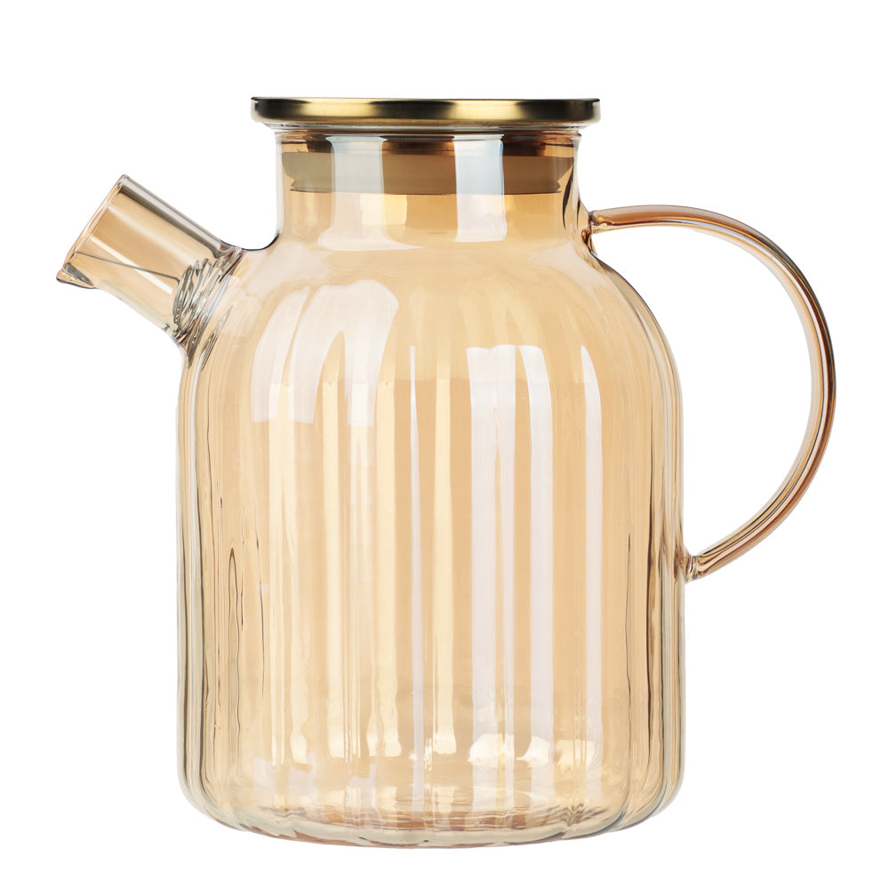 Luxury Amber Glass Tea Set – Tea Pot & Glass Cups Set (7 Counts)
