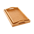2 Pcs Rectangular Wooden Serving Tray with Handles Breakfast Food Trays 35cm.