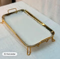 Luxury 35cm Ceramic Tray – Elegant Golden Design with Stand for Serving