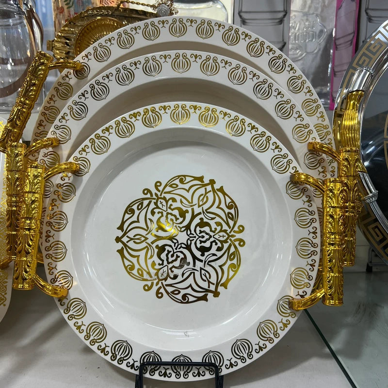 Luxury Round Serving Tray – Set of 3 Plastic Trays for Elegant Serving