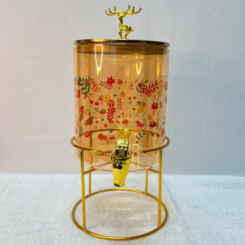 Luxury Liquid Dispenser Glass – 3.6L with Gold Stand 1 Piece