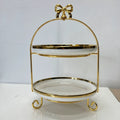 Luxury 2 Tier Cake Stand – Elegant Ceramic with Stainless Steel Stand for Desserts