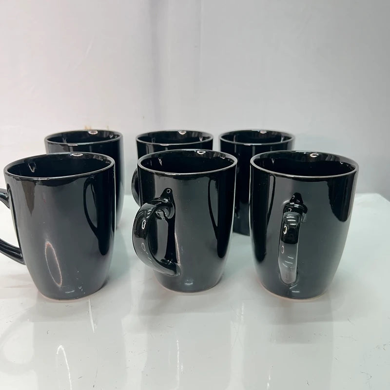 Luxury Black Ceramic Cups – Tea & Coffee Set of 6