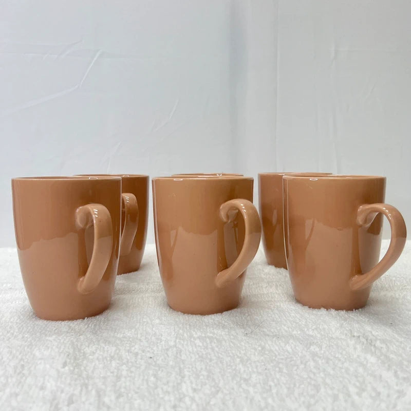 Luxury Beige Ceramic Cups – Set of 6 Elegant Coffee & Tea Cups