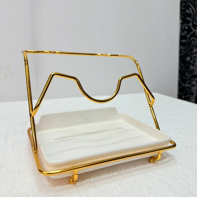 Luxury Gold Serving Spoon Holder – 2 Spaces Elegant Kitchen Stand