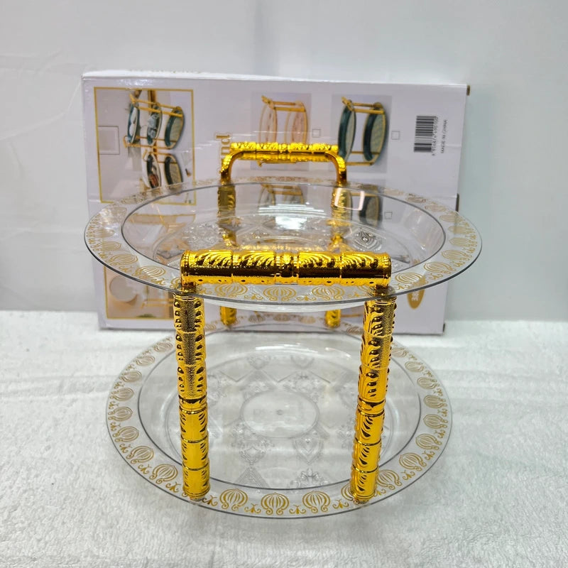 Luxury 2 Tiered Stand Gold Floral Round – Elegant Display