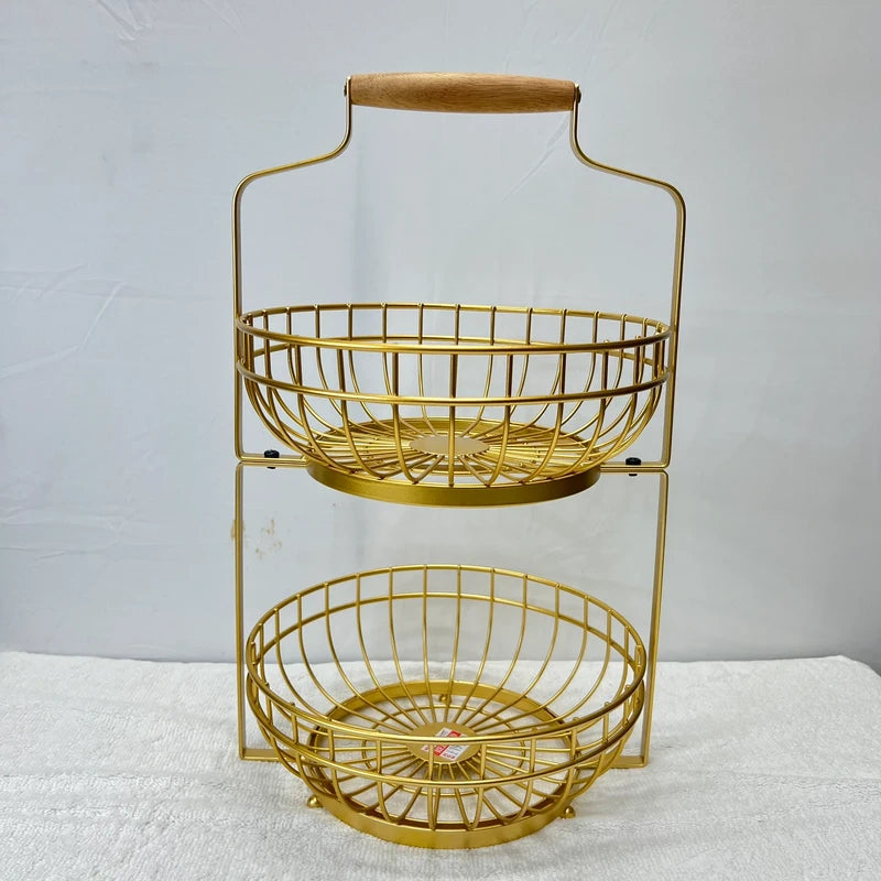 Luxury Fruit Basket – 2 Tier Metal Kitchen Organiser for Fruits & Vegetables