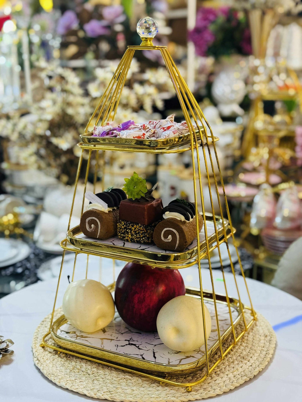 Luxury 3-Tier Stainless Steel Cake Stand – Elegant Dessert & Serving Stand
