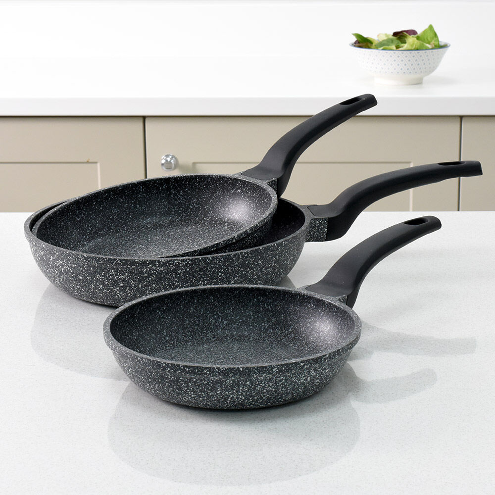 3 Pcs Granite Non-Stick Frying Pan Set.