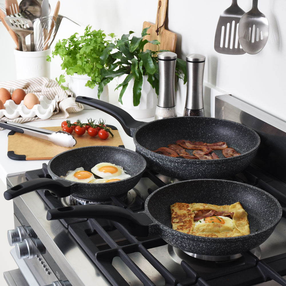 3 Pcs Granite Non-Stick Frying Pan Set.