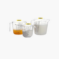 3 Pcs large capacity plastic measuring cups for baking and cooking (1000 ml, 300 ml, and 600 ml) .