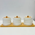 Luxury Spice Jar Set of 3 Piece with Ceramic Spoon – Elegant Kitchen Storage