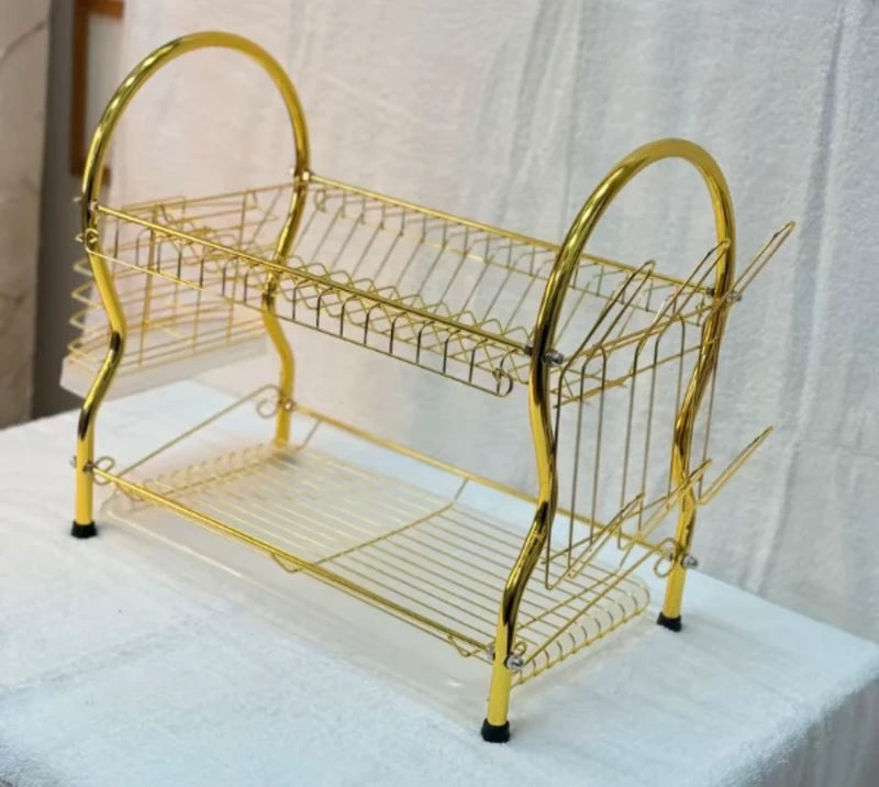 Luxury 2-Tiered Dish Rack – Elegant Kitchen Organizer