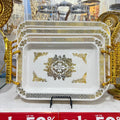Luxury Rectangular Gold Serving Tray – Set of 3 Plastic Trays