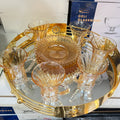 Luxury Gold Glass Cups with Saucers | Set of 6 | Elegant Serve-ware