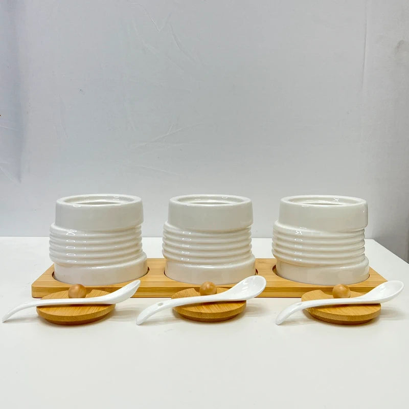 Luxury Spice Jar Set – Set of 3 with Wooden Lids