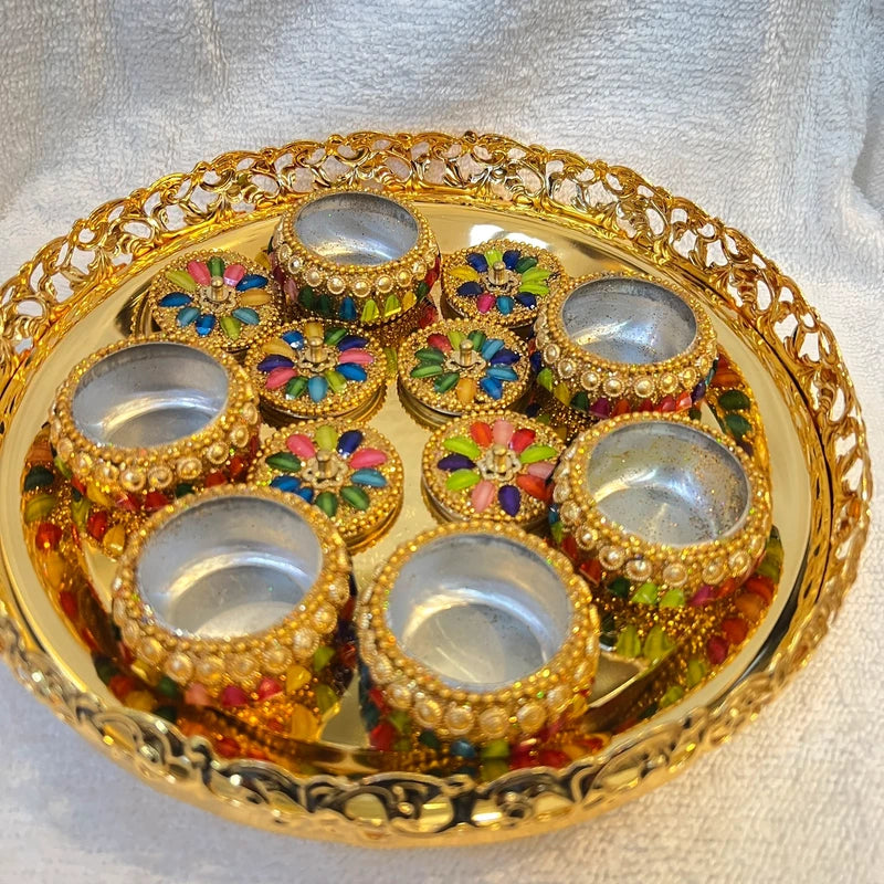 Luxury Gold Tray with Boxes with Lid Stainless Steel – 1 Piece of Tray