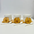 Luxury White Spice Jar Set – Set of 3 with Wooden Lids