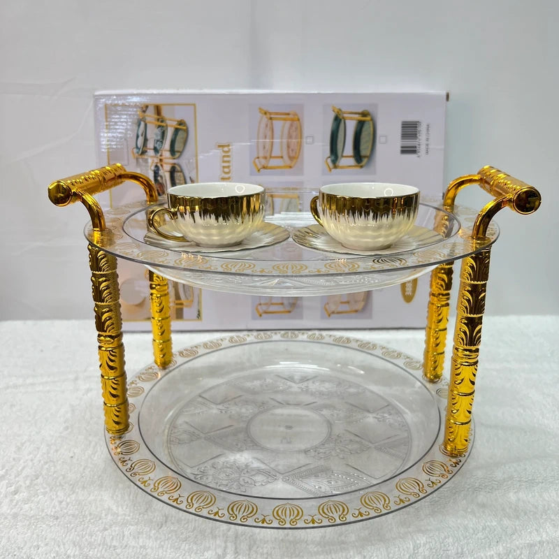 Luxury Round Shape 2 Tiered Serving Tray – Elegant & Stylish Serving Solution