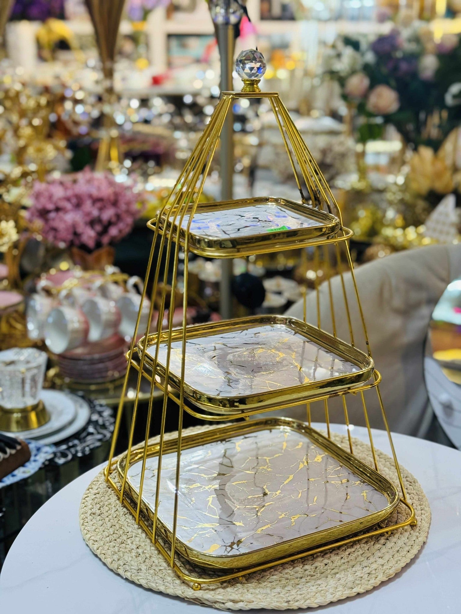 Luxury 3-Tier Stainless Steel Cake Stand – Elegant Dessert & Serving Stand