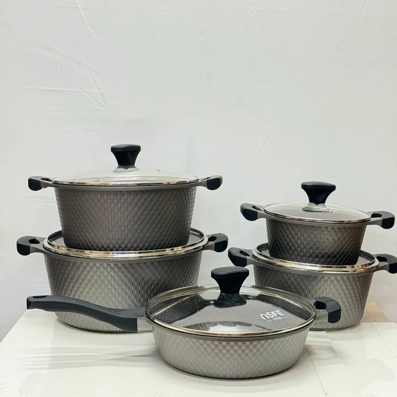Luxury Granite Cookware Set – 10 Pcs Premium Cooking Pot Set for Induction, Gas & Electric