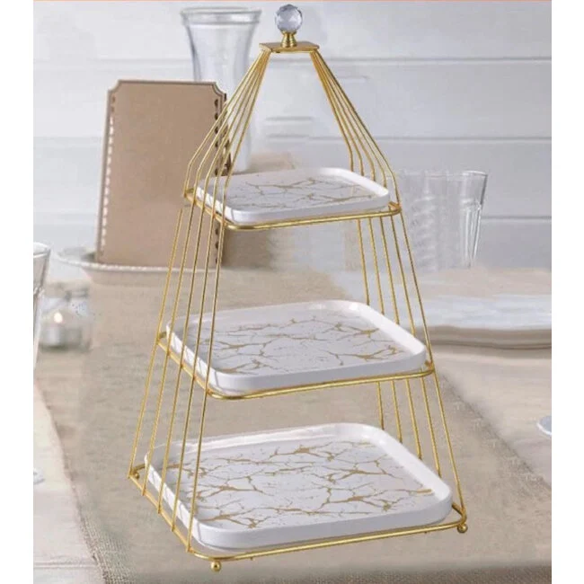 Luxury 3-Tier Stainless Steel Cake Stand – Elegant Dessert & Serving Stand
