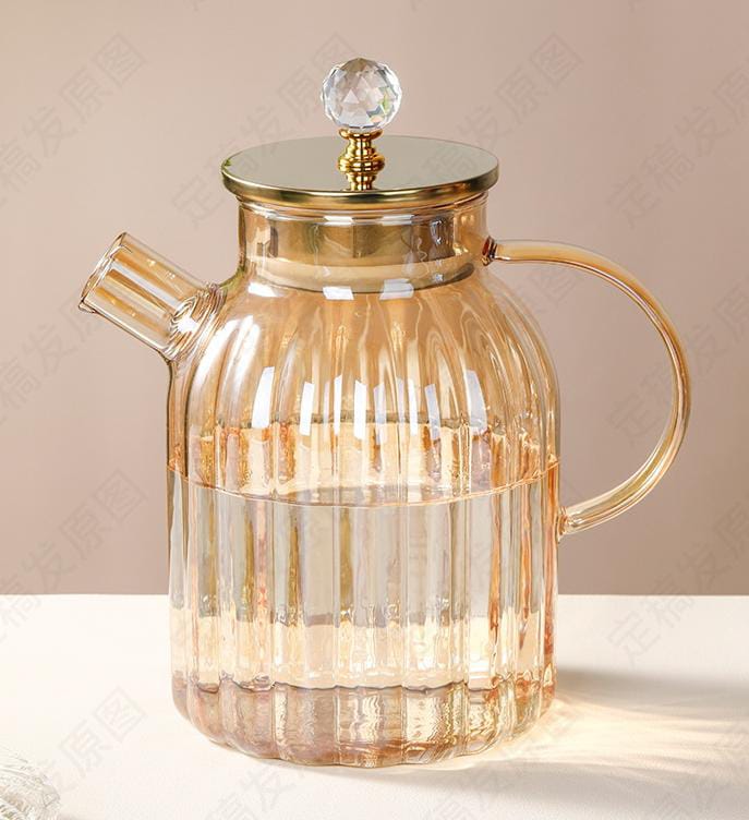 Luxury Amber Glass Tea Set – Tea Pot & Glass Cups Set (7 Counts)