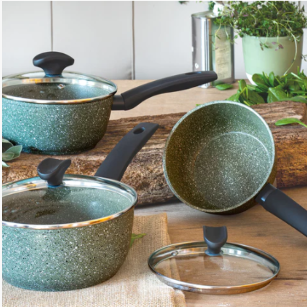 5-piece Aluminium Non-Stick Stockpot Set, Saucepan Set with Glass Lid.