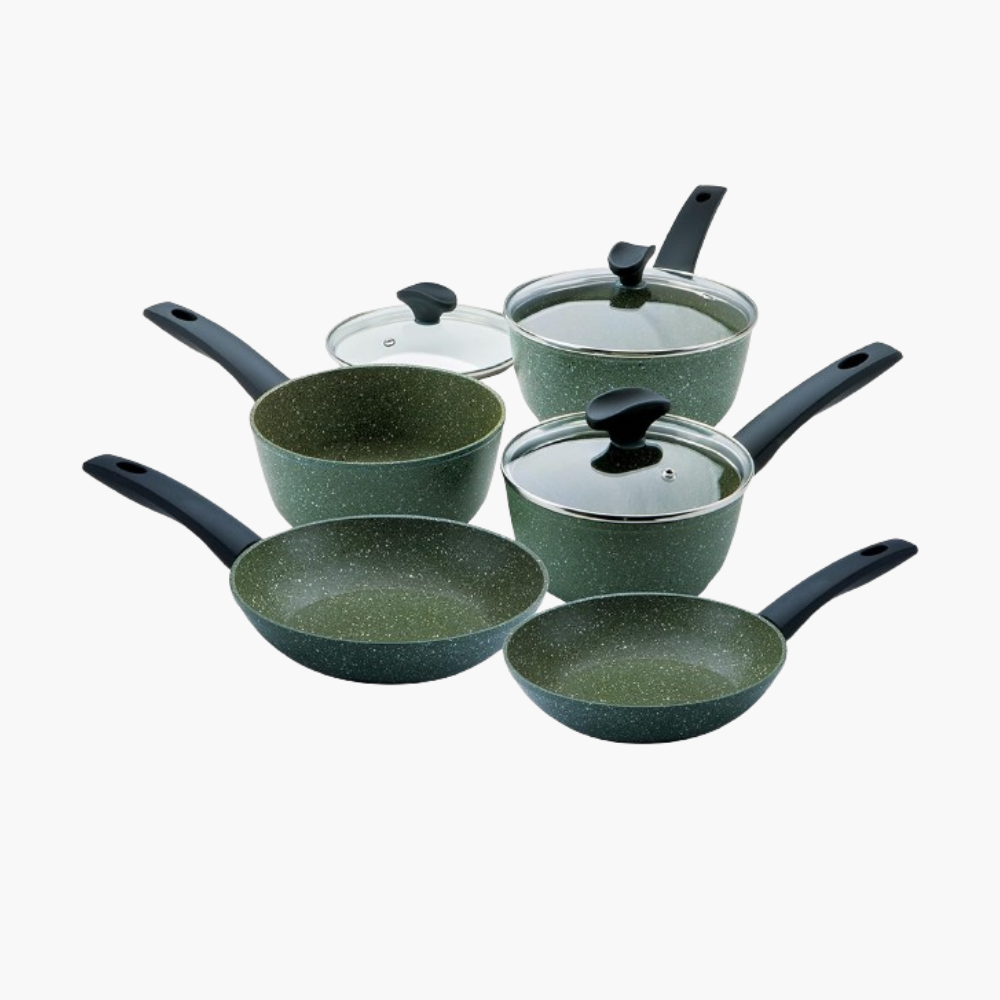 5-piece Aluminium Non-Stick Stockpot Set, Saucepan Set with Glass Lid.