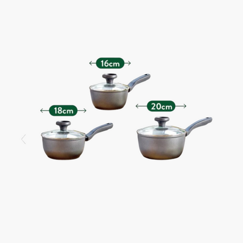 5-piece Earth Pan Non-Stick Saucepan and Frying Pan Set With Glass Lids.
