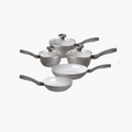 5-piece Earth Pan Non-Stick Saucepan and Frying Pan Set With Glass Lids.