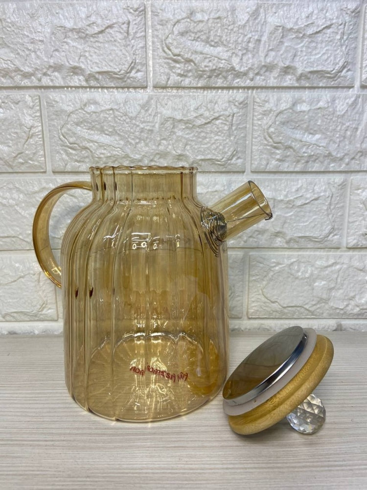 Luxury Amber Glass Tea Set – Tea Pot & Glass Cups Set (7 Counts)