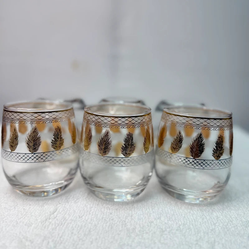 Luxury Leaf Design Glass Set 360ml – Premium 6 Glasses Set for Elegant Drink Serving