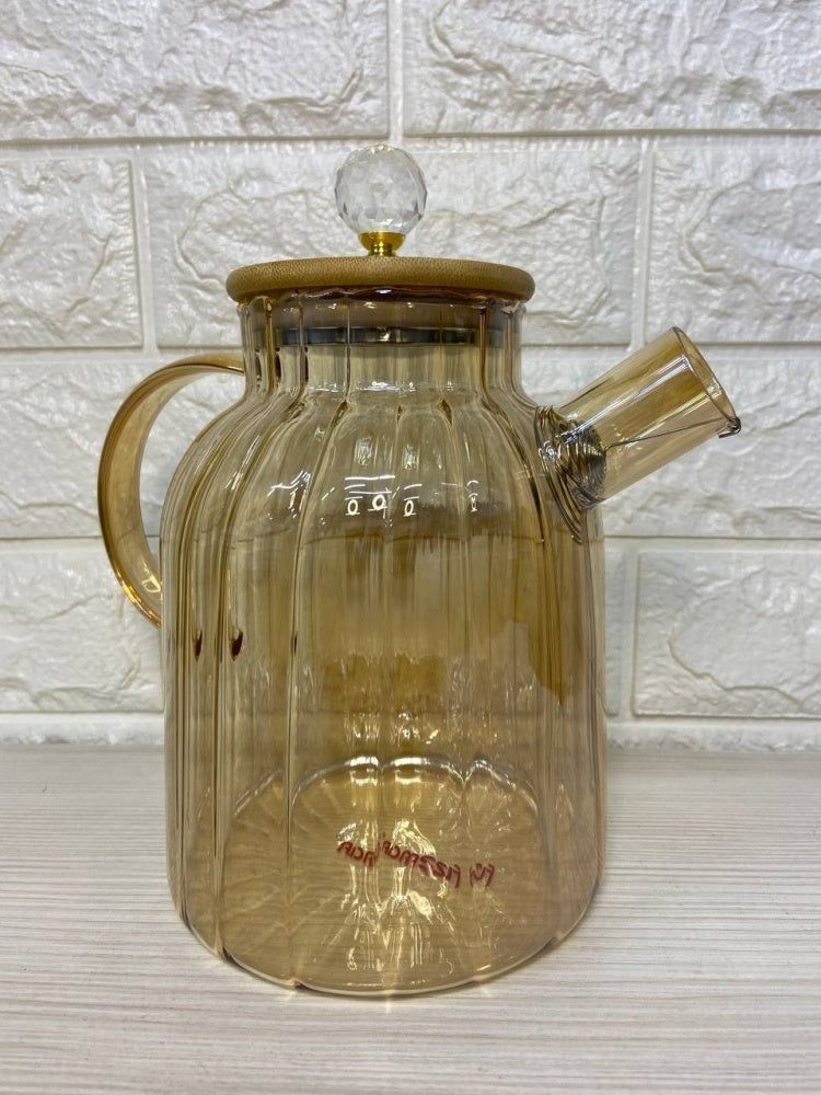 Luxury Amber Glass Tea Set – Tea Pot & Glass Cups Set (7 Counts)
