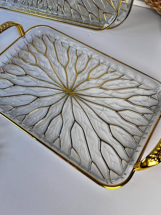Luxury Rectangular Plastic Serving Tray Pack of 3 – Elegant & Durable