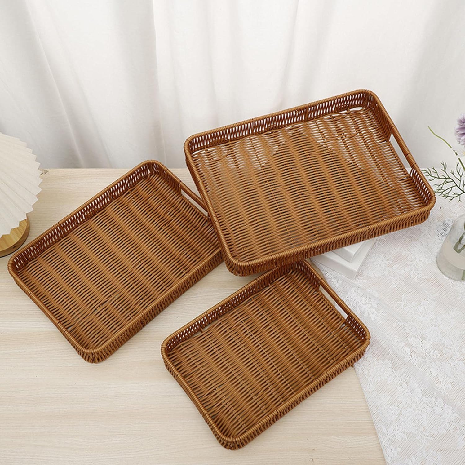 Handmade Rectangle wicker baskets, Hamper Basket 30 X 20 X 7CM