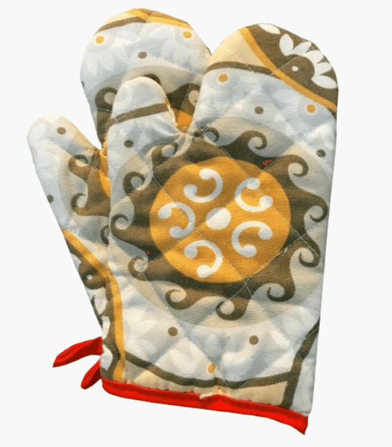 Decorative Assorted Design, 2 Oven Mitts Gloves Cooking Heat Resistant, 18 x 28 cm.