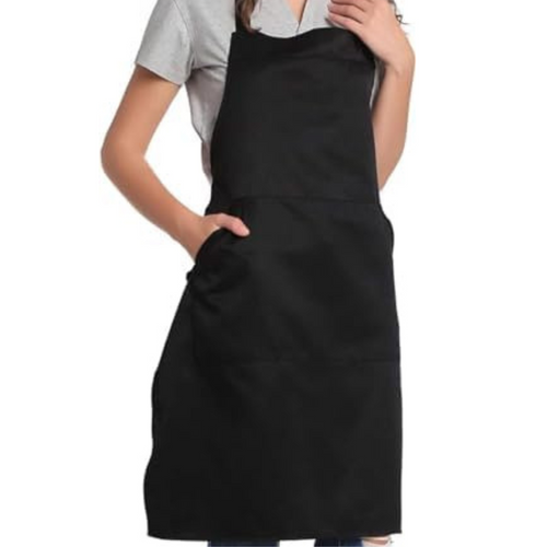 Adjustable Bib Unisex Aprons with two pockets Black