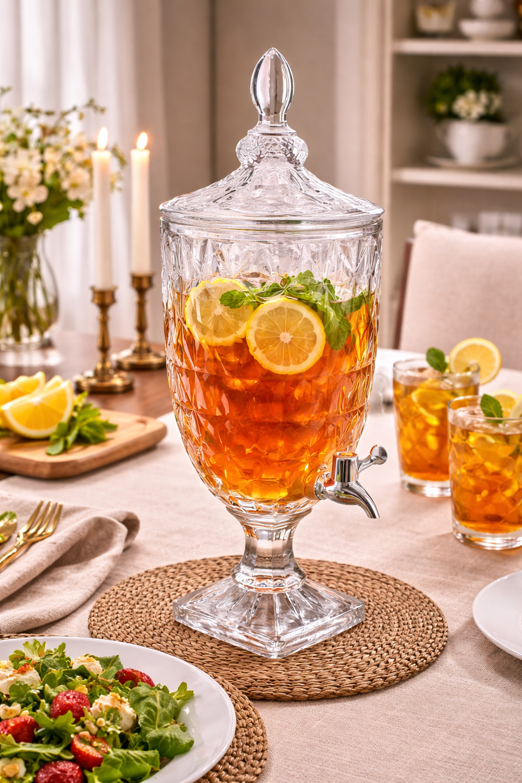 Luxury 3.5L Glass Juice Dispenser with Faucet – Lead-Free Crystal Beverage Dispenser Jug